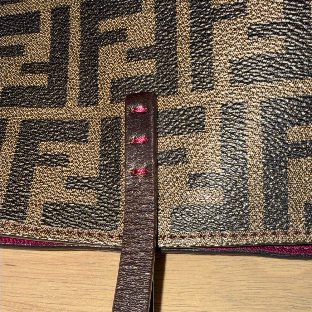 Fendi Brown Zucca Coated Cancas FF Logo Tote with Plum Trim - Picture 9 of 17